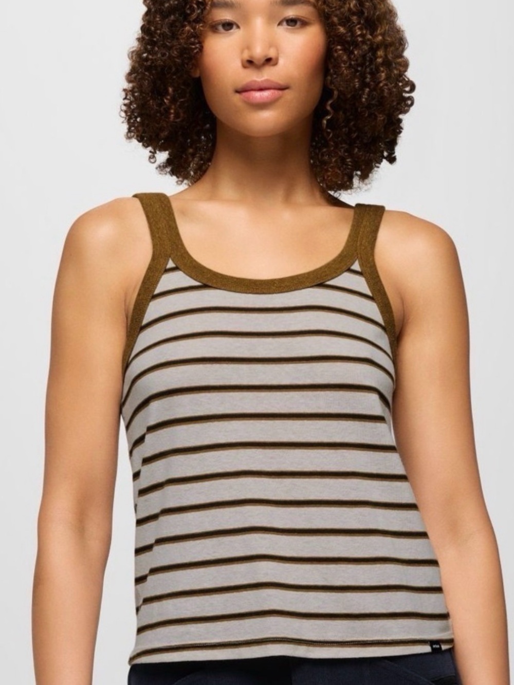Prana Striped Tank Top in Gray and Olive